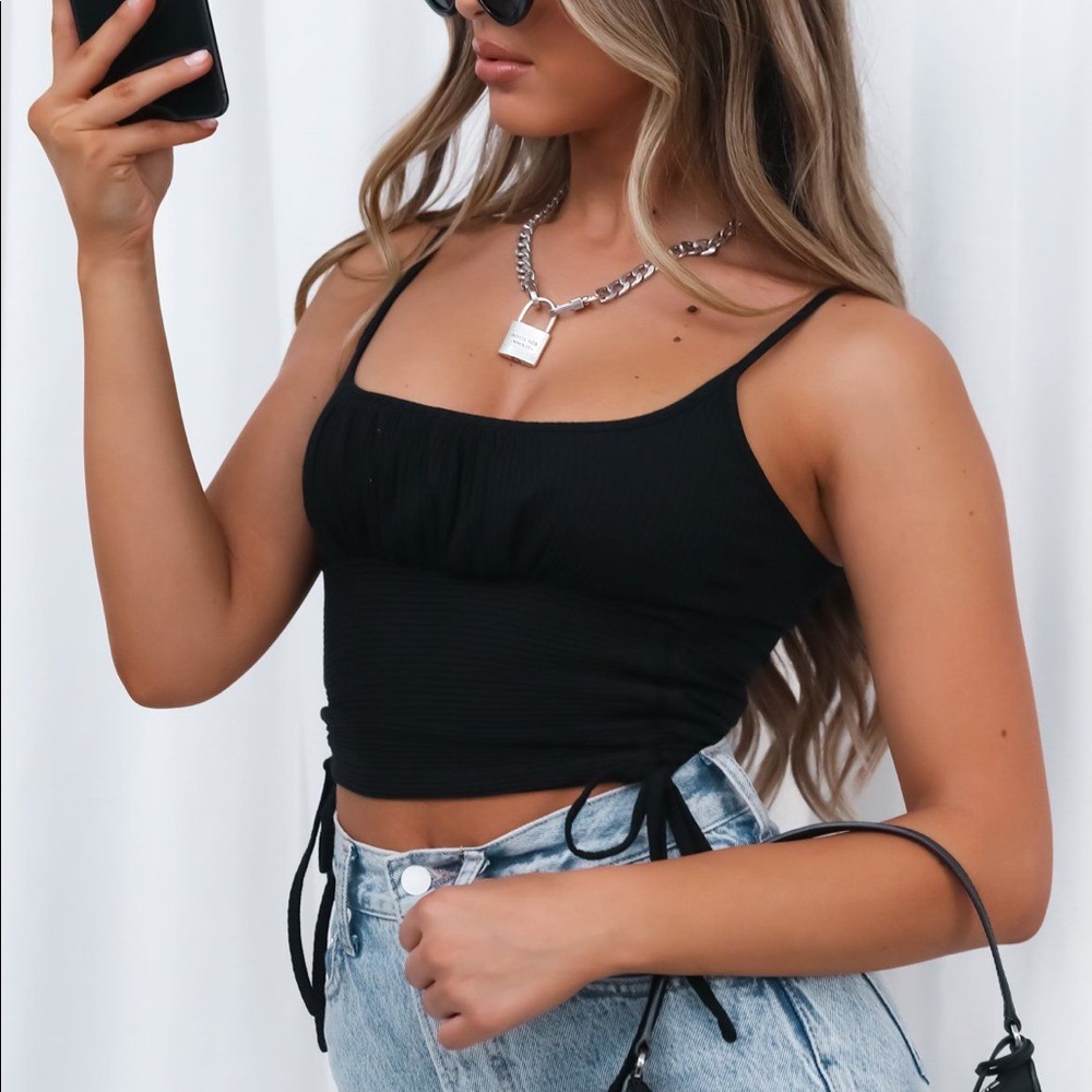White Fox Boutique black side tie crop top